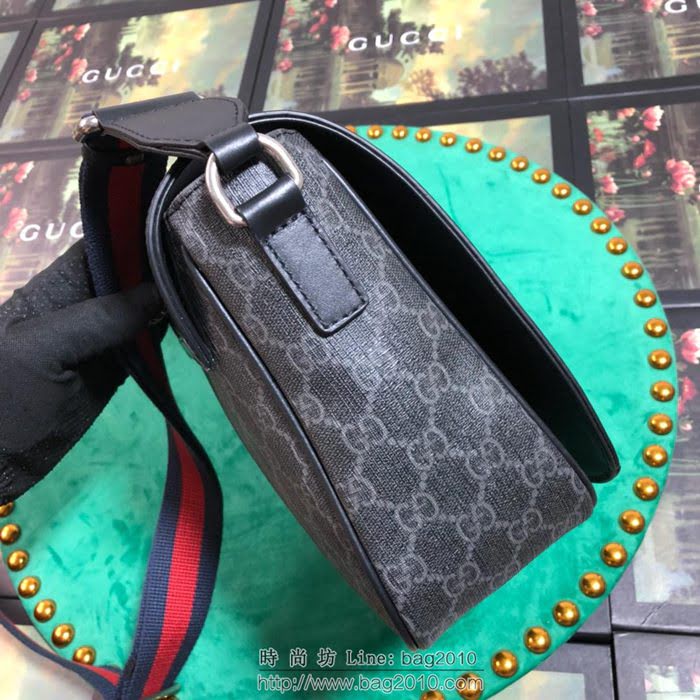 GUCCI 古馳男包 新款 449173 黑膠 男女通用款 黑色PVC Gucci單肩斜挎包